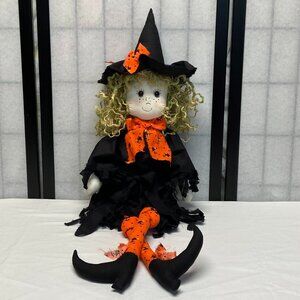 Witch Doll Smiling Happy Tattered Torn Halloween Décor Sweet Cute Rope Hair